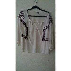 American Eagle White Boho Top L